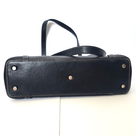 Levenger Black Pebble Leather Briefcase Computer Bag with Shoulder Straps - Picture 5 of 13